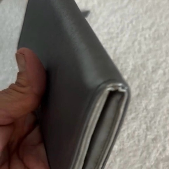 Bundle Coach Poppy Silver Metallic Leather Tote Purse & Wallet - Picture 11 of 12